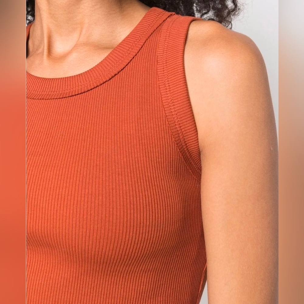 Double Zero Ribbed Tank Top in Rust